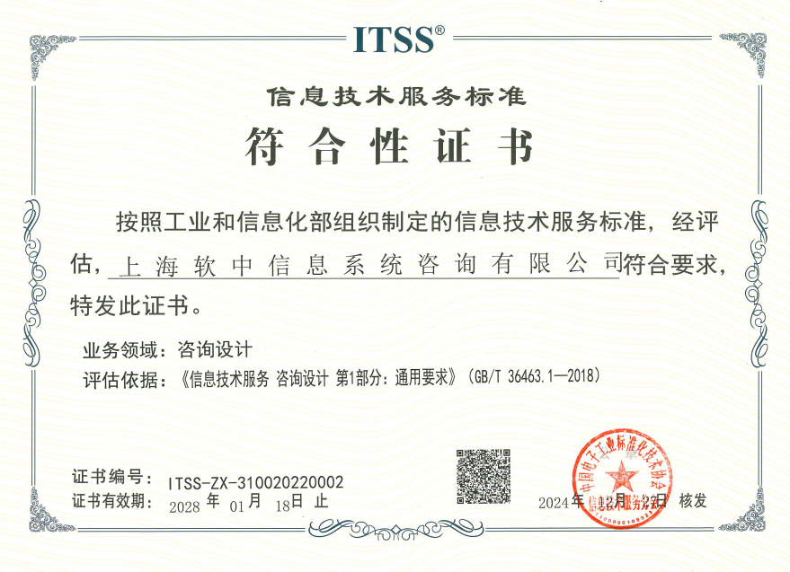 ITSS 符合性证书